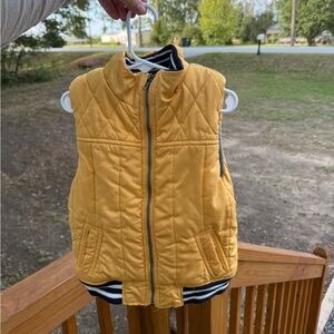 Kids Headquarters Yellow Quilted Vest with Striped Trim
